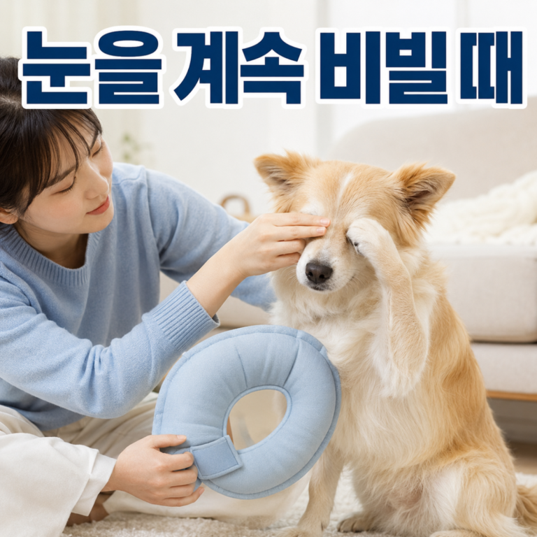강아지가 눈을 계속 비빌 때|못 비비게 하고 병원 갈 기준