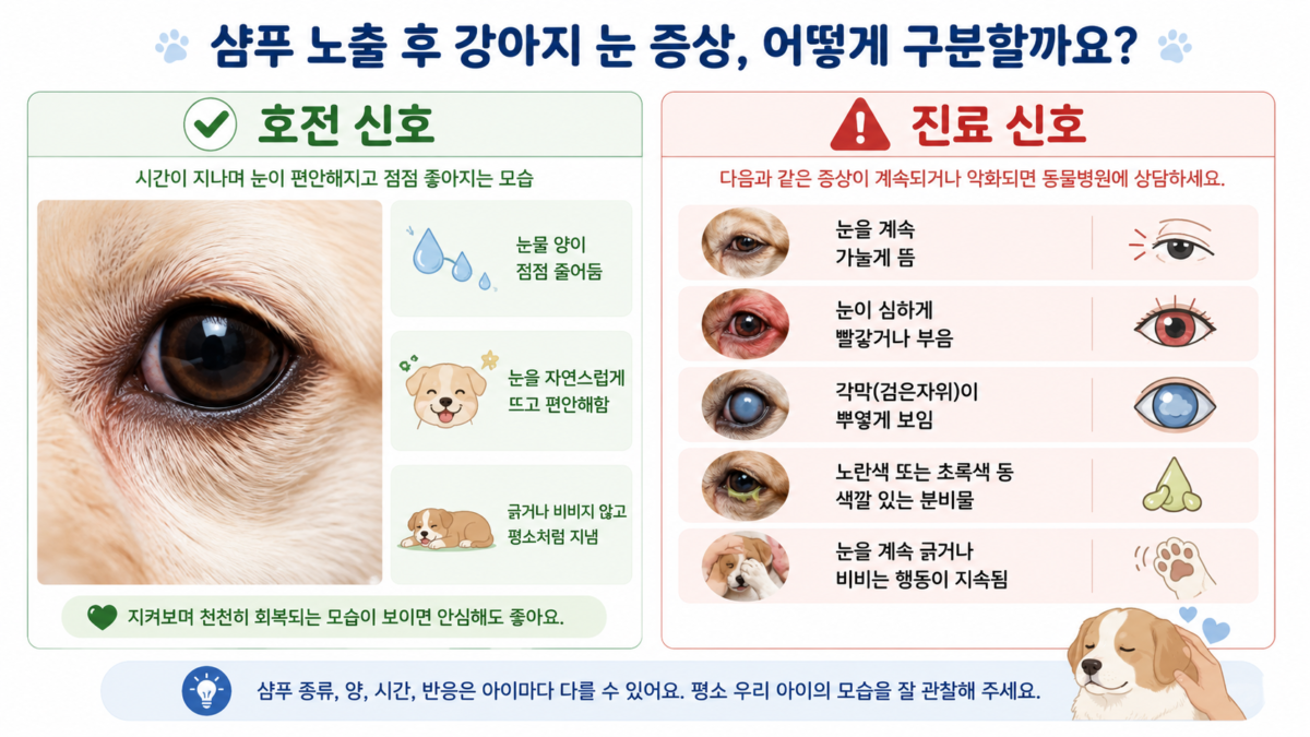 세척 후 호전 신호와 진료 신호 비교