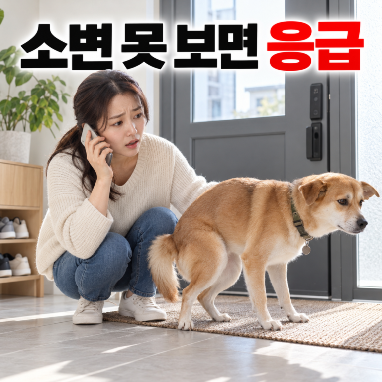 강아지가 소변 못 볼 때|힘주기·방울뇨·즉시 진료 판단