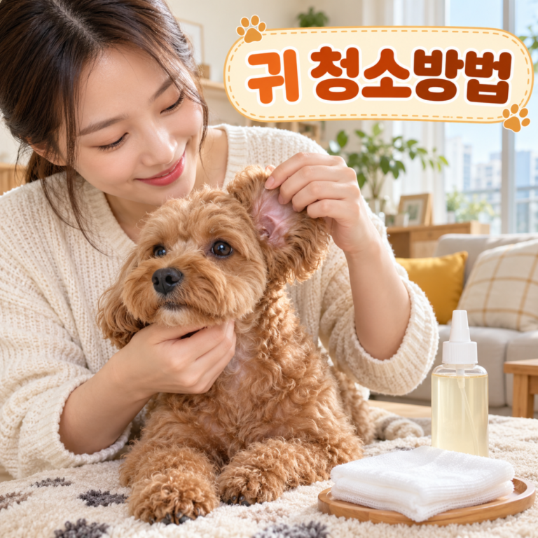 강아지 귀 청소방법, 면봉 없이 세정액 넣고 닦는 순서